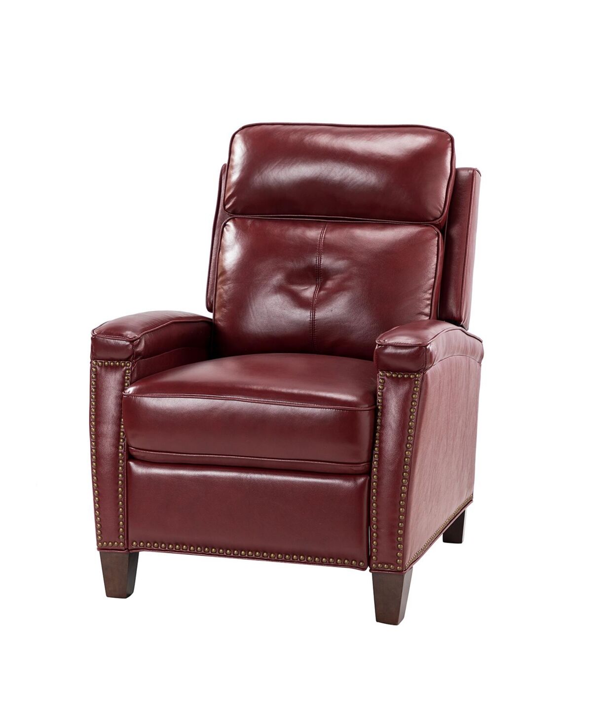 Hulala Home Sickel Genuine Leather Recliner Chair for Bedroom Living Room - Burgundy
