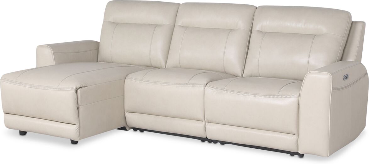 Macy's Closeout! Blairemoore 3-Pc. Leather Sofa with Power Chaise and 2 Power Recliners, Created for Macy's - Ice