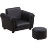 HOMCOM Kindersessel mit Fußhocker  Kindercouch in Schwarz, Minisofa für 3-7 Jahre, Holz, 54x42x41cm  Aosom.de