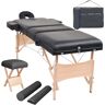 vidaXL Massageliege 3-Zonen mit Hocker Klappbar 10 cm Sitz Schwarz