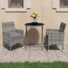 vidaXL 3-tlg. Bistro-Set Poly Rattan und Hartglas Grau