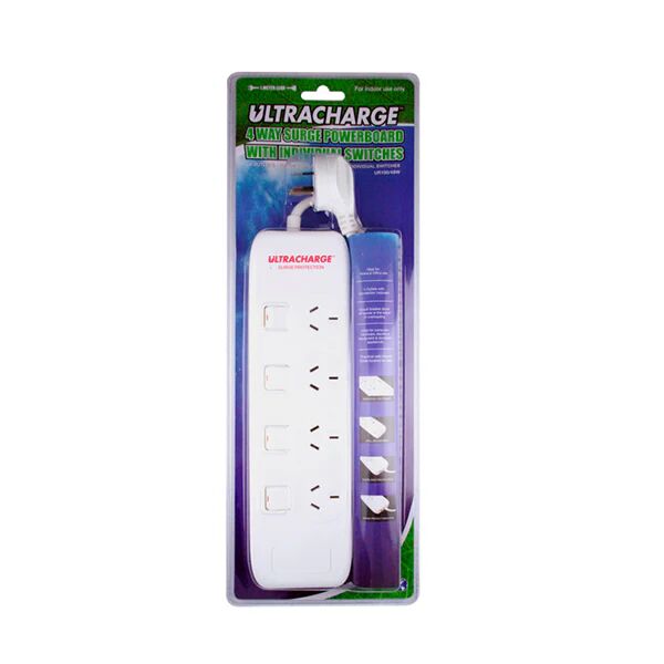 Unbranded 4Way Powerboard White Individually Switched