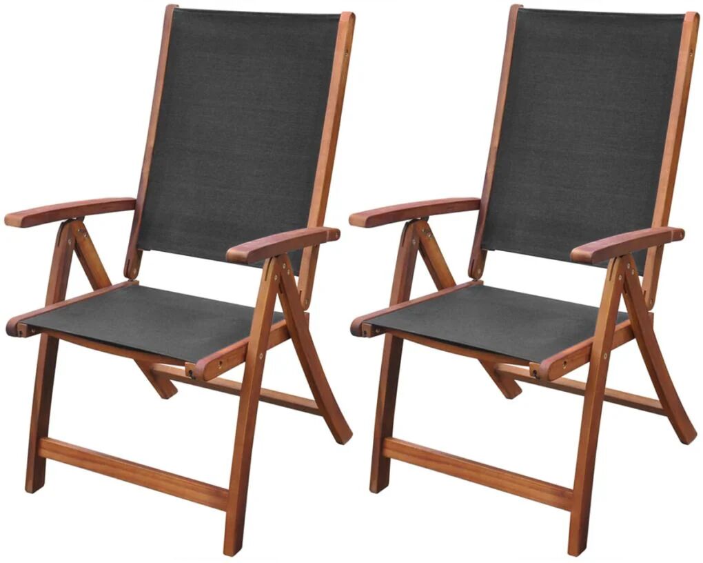 Unbranded Acacia Wood Folding Chairs - Black (Set of 2)