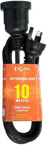 Doss Black Doss 10M Power Extension Lead