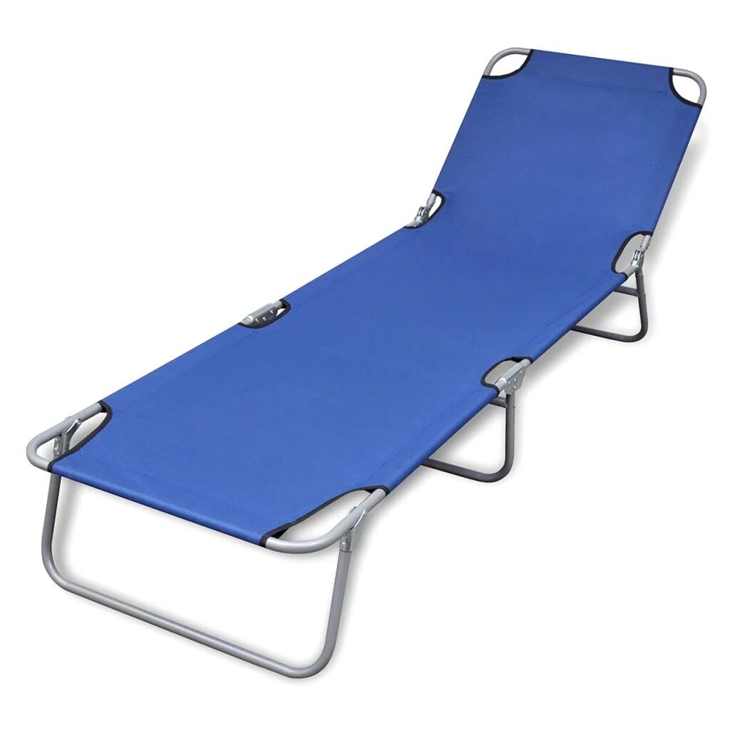 Unbranded Fold-able Sun Lounger With Adjustable Backrest - Blue