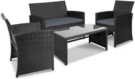 Gardeon Set of 4 Outdoor Rattan Chairs & Table