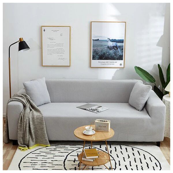 Unbranded Stretchable Sofa Protector With Elastic Bottom Light Gray