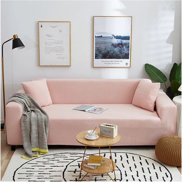 Unbranded Stretchable Sofa Protector With Elastic Bottom Light Pink