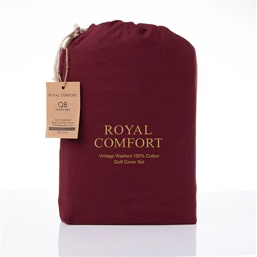 Royal Comfort Vintage Washed Cotton Quilt Cover Set Bedding Double