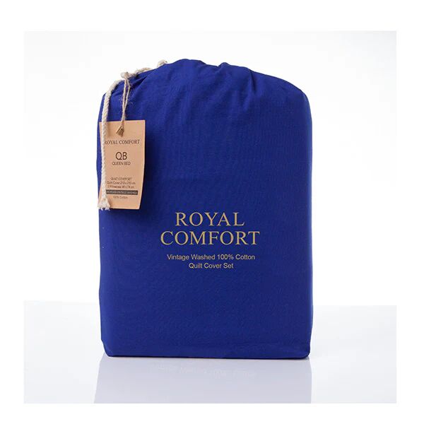 Royal Comfort Vintage Washed Cotton Quilt Cover Set Bedding King