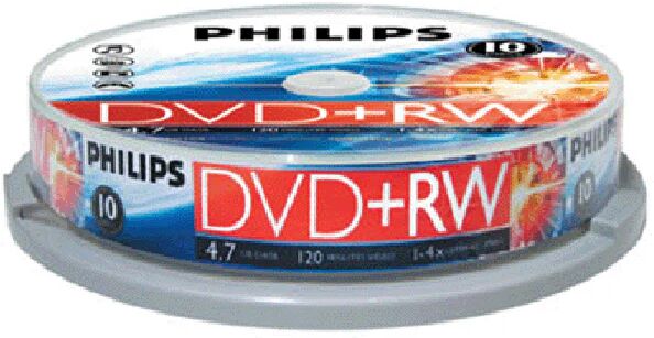 Philips Dvdrw Rewritable 4X In A Tube Of 10Pcs