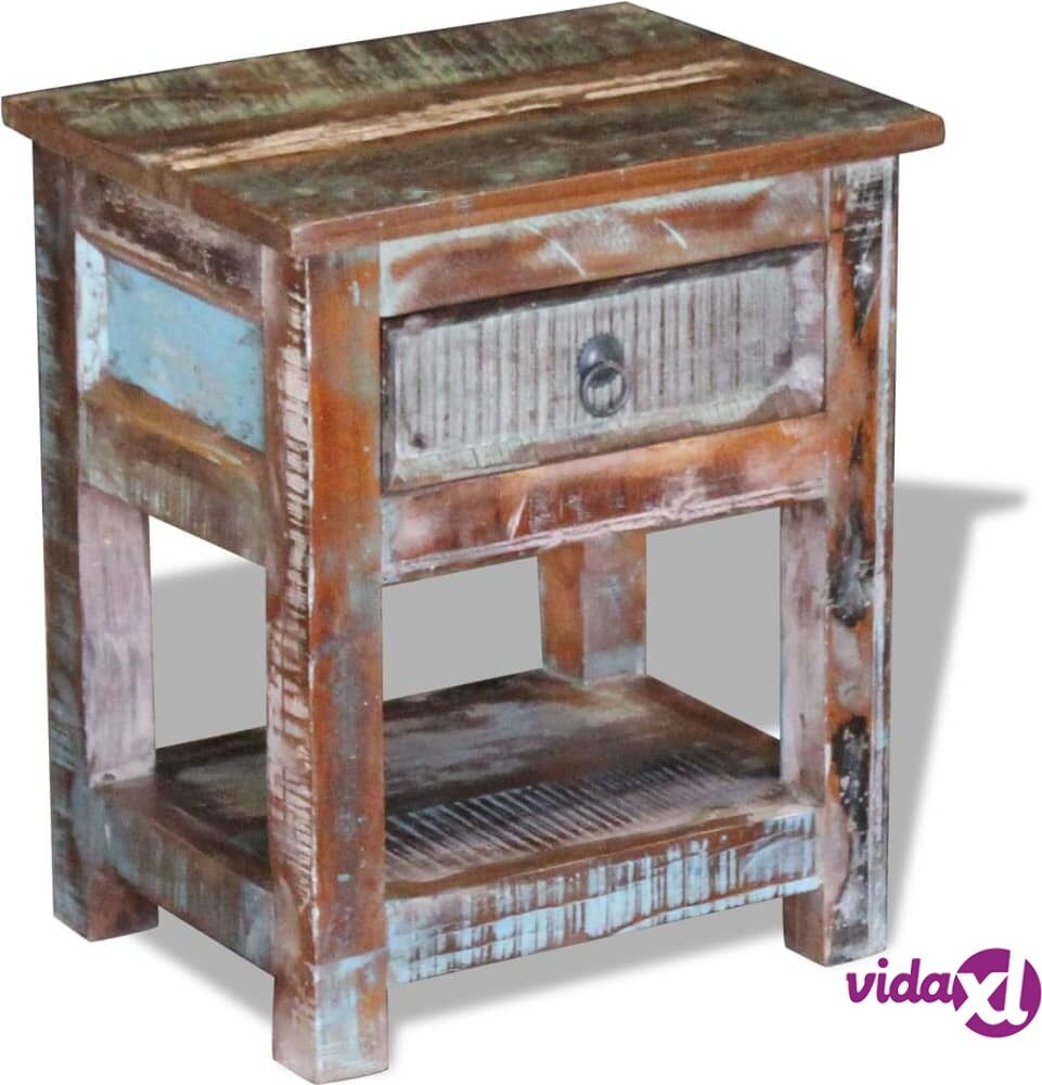 vidaXL Side Table with 1 Drawer Solid Reclaimed Wood 43x33x51 cm