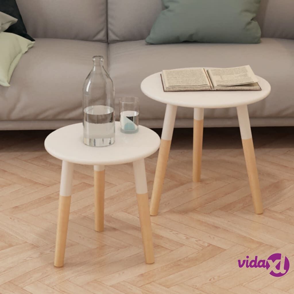 vidaXL Side Table Set 2 Pieces Solid Pinewood White