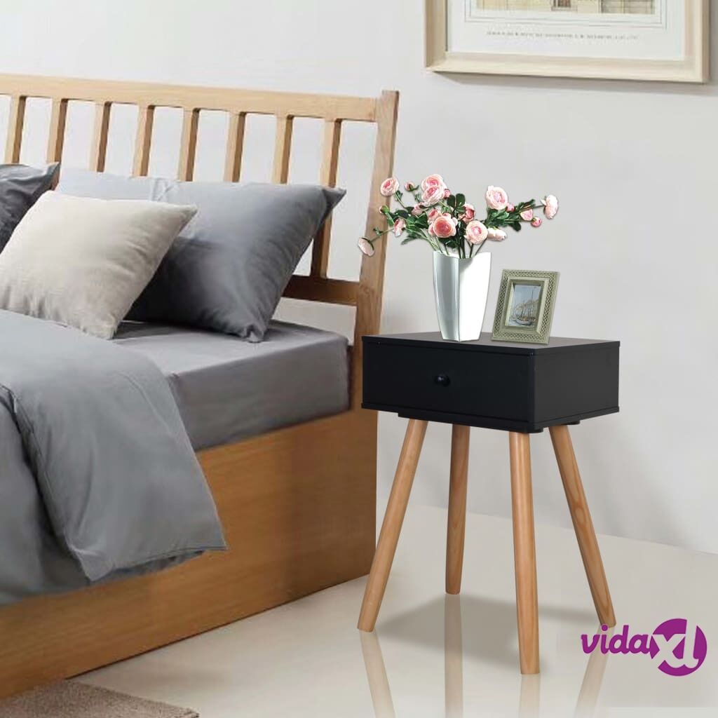 vidaXL Bedside Tables 2 pcs Solid Pinewood 40x30x61 cm Black