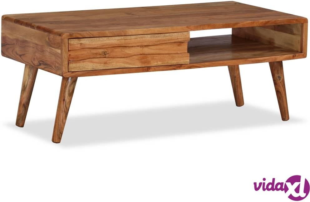 vidaXL Coffee Table Solid Wood with Carved Drawer 100x50x40 cm