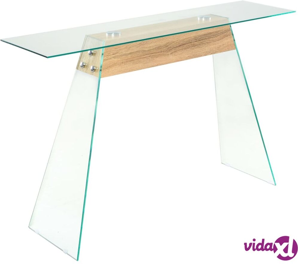 vidaXL Console Table MDF and Glass 120x30x76 cm Oak Colour