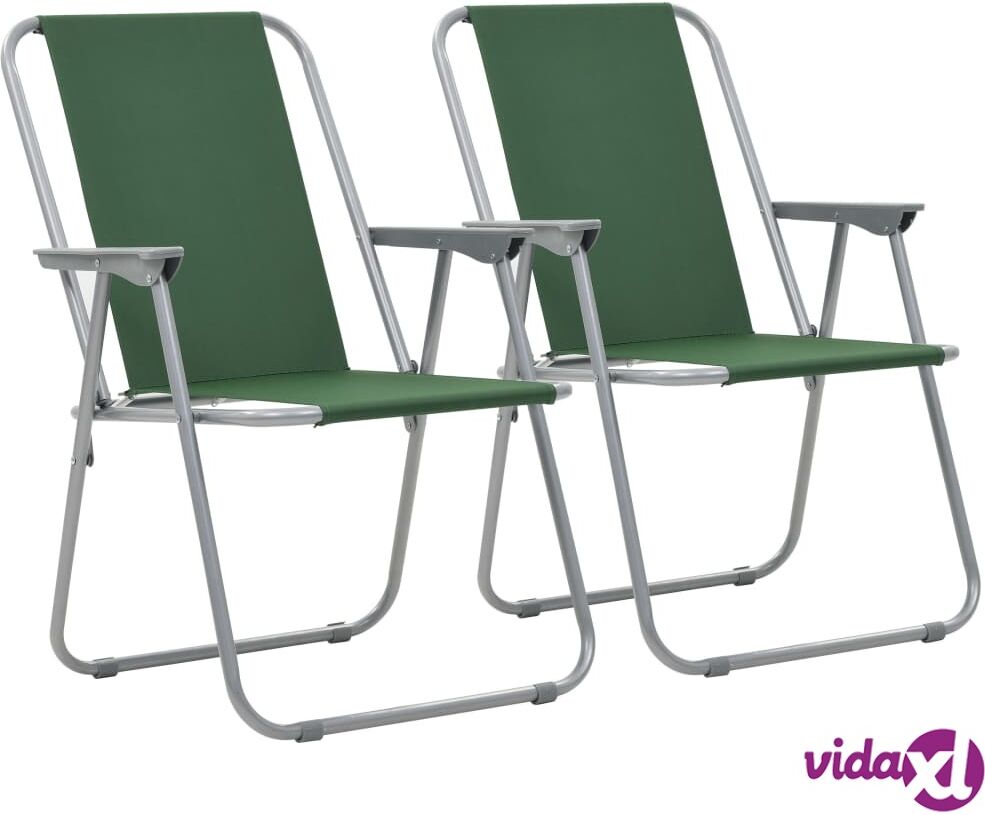 vidaXL Folding Camping Chairs 2 pcs 52x59x80 cm Green