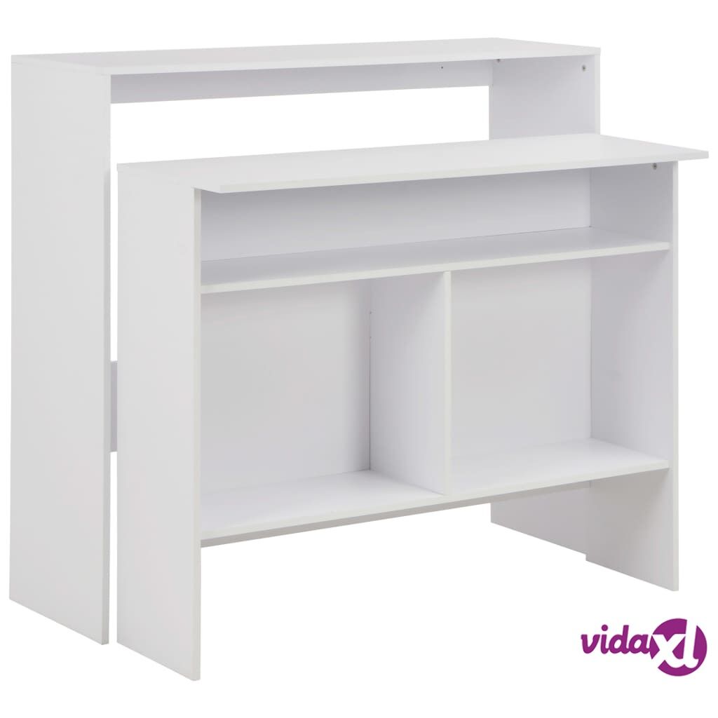 vidaXL Bar Table with 2 Table Tops White 130x40x120 cm