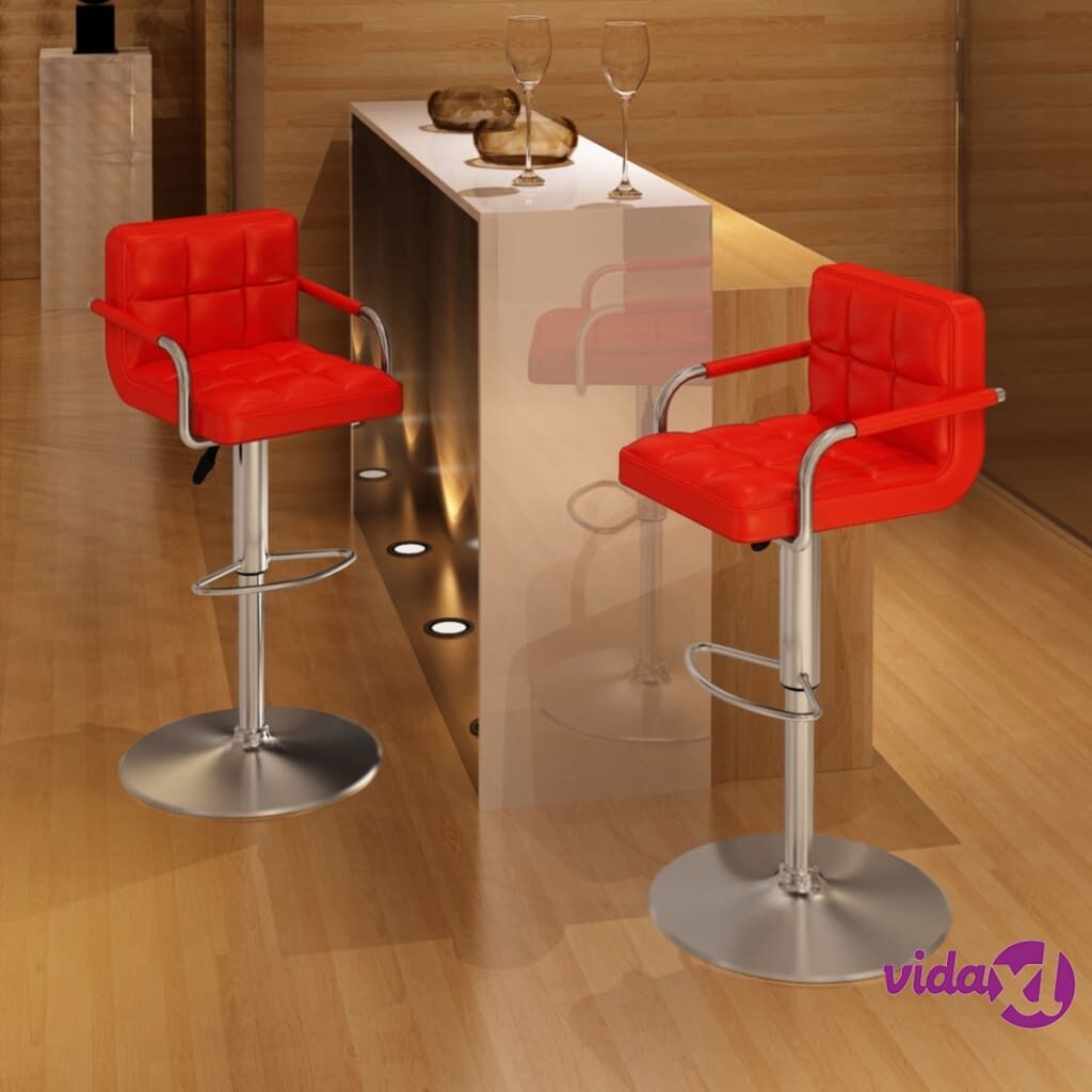 vidaXL Bar Stools 2 pcs Red Faux Leather