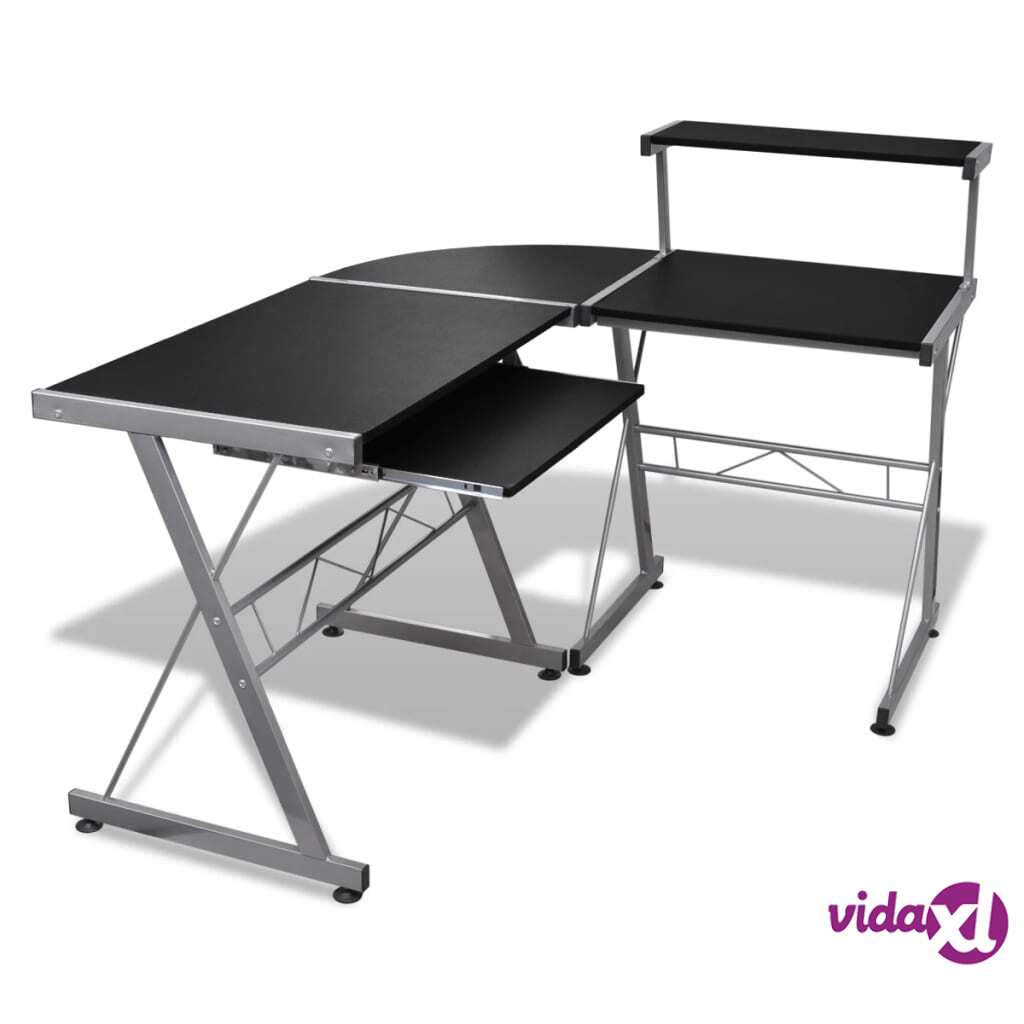 vidaXL Computer Desk Workstation With Pull Out Keyboard Tray Black