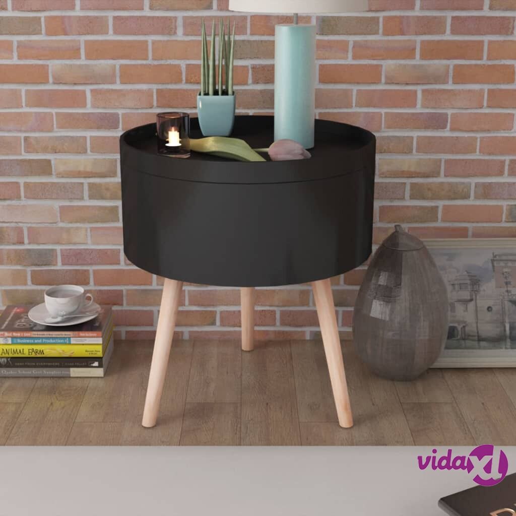 vidaXL Side Table with Serving Tray Round 39.5x44.5 cm Black