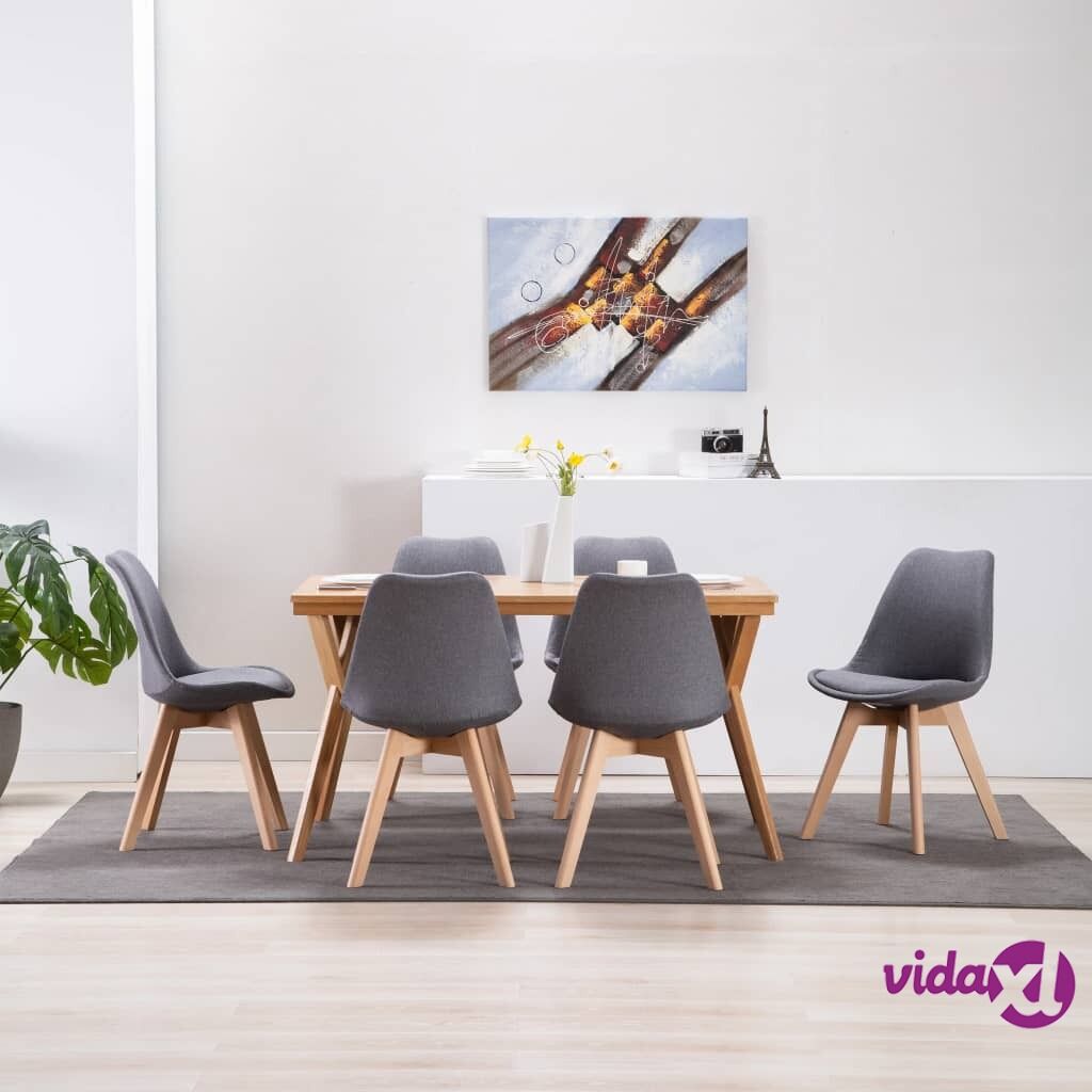 vidaXL Dining Chairs 6 pcs Light Grey Fabric