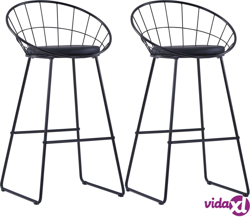 vidaXL Bar Chairs 2 pcs Black Faux Leather