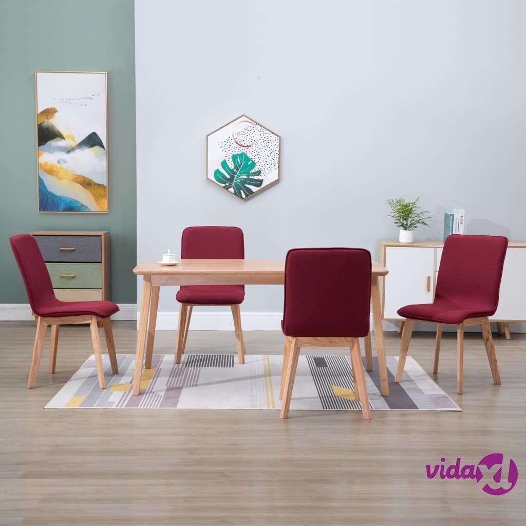 vidaXL Dining Chairs 4 pcs Red Fabric