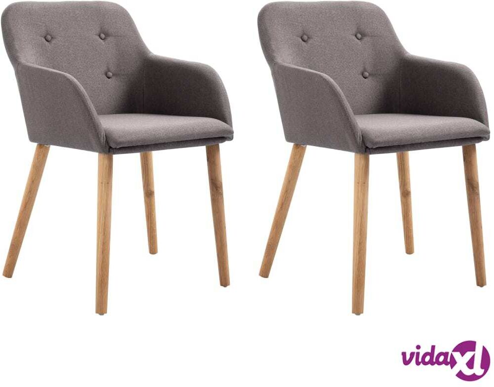 vidaXL Dining Chairs 2 pcs Taupe Fabric and Solid Oak Wood