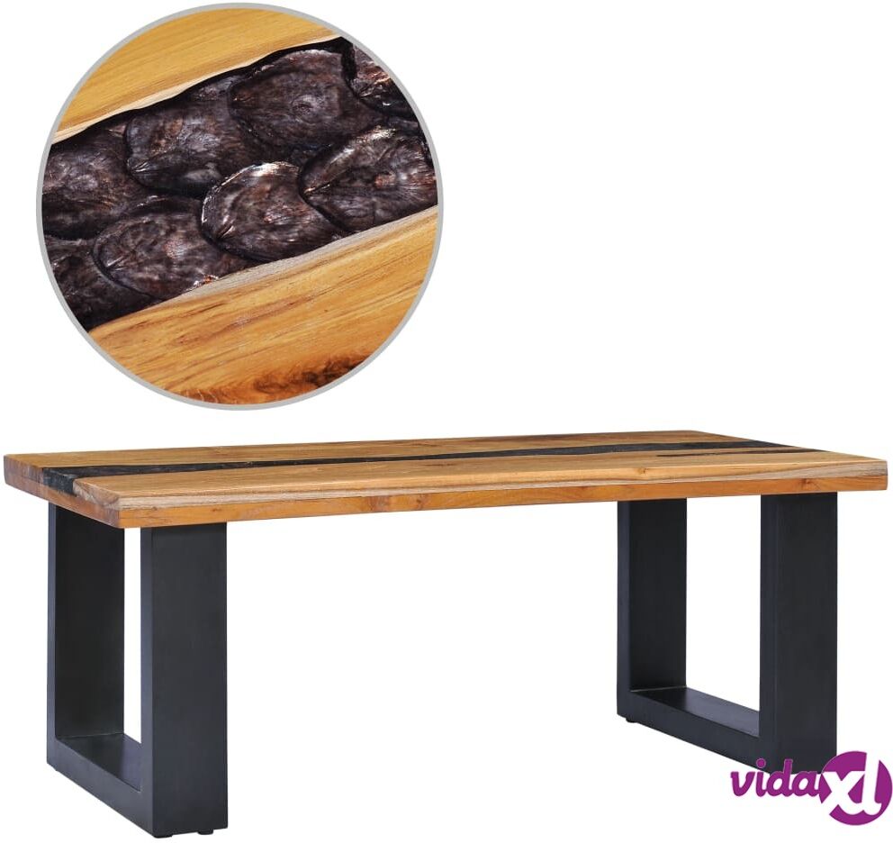 vidaXL Coffee Table 100x50x40 cm Solid Teak Wood and Polyresin