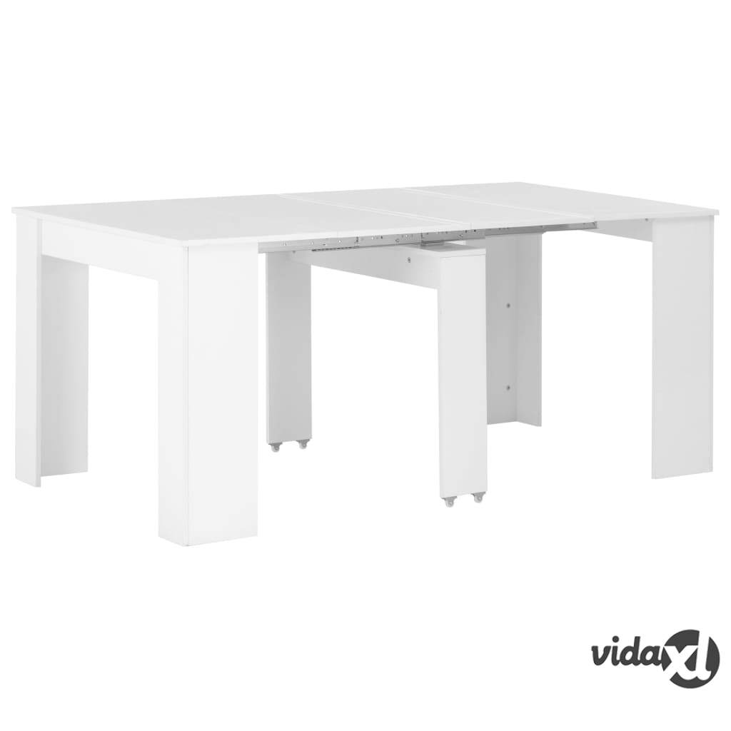 vidaXL Extendable Dining Table High Gloss White 175x90x75 cm