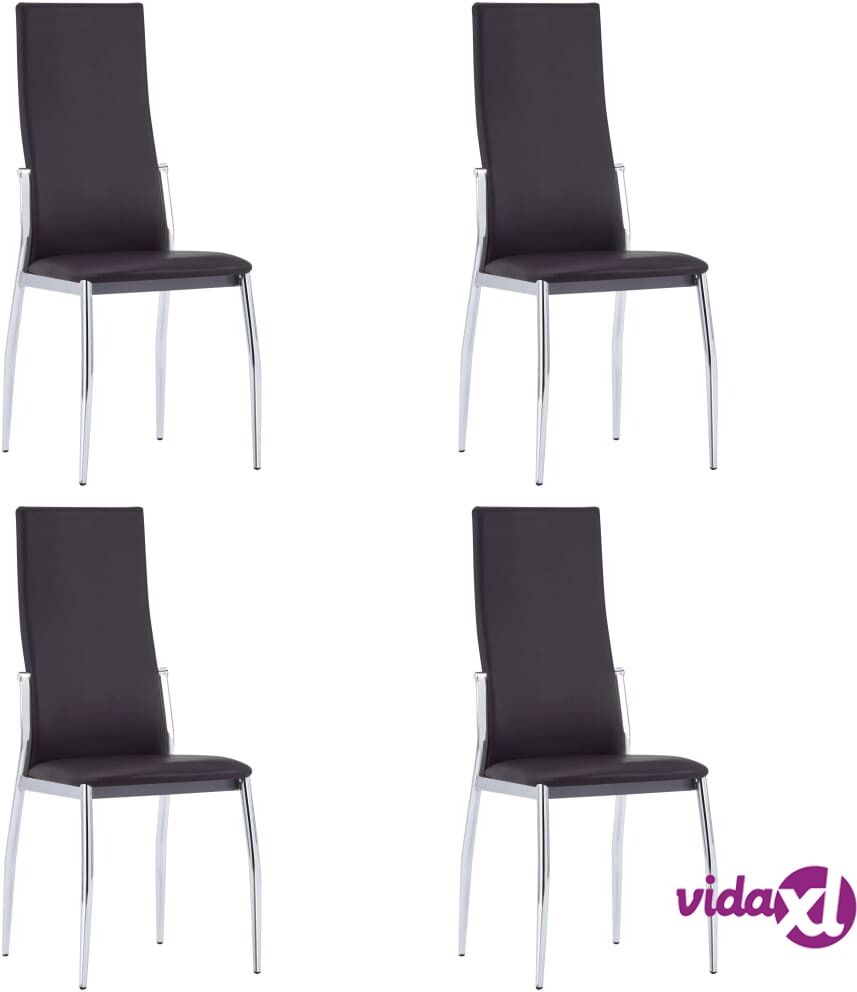 vidaXL Dining Chairs 4 pcs Brown Faux Leather