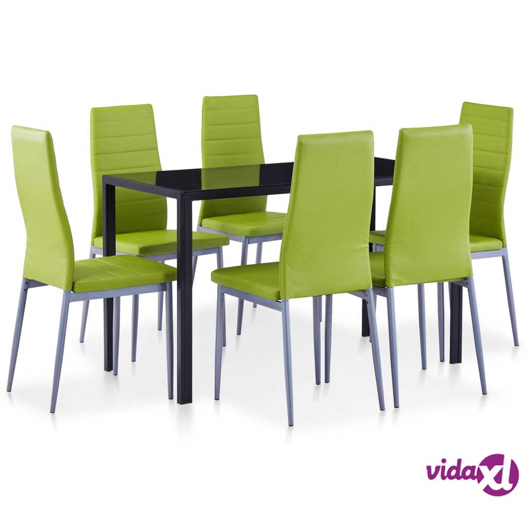 vidaXL Seven Piece Dining Set Green