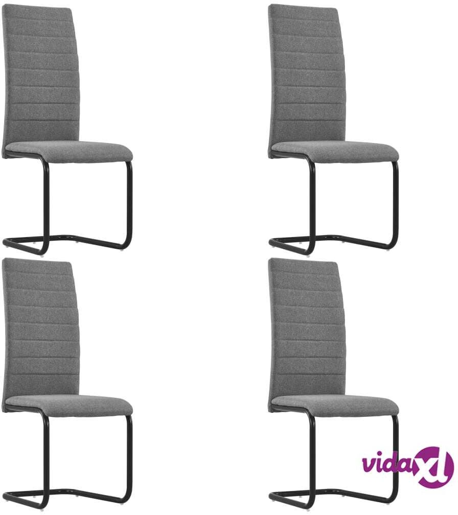 vidaXL Cantilever Dining Chairs 4 pcs Light Grey Fabric