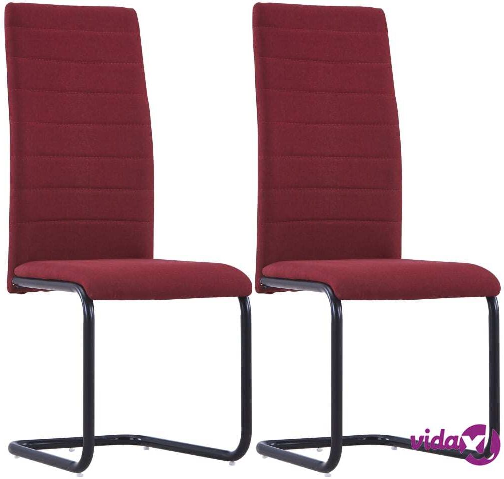 vidaXL Cantilever Dining Chairs 2 pcs Wine Fabric