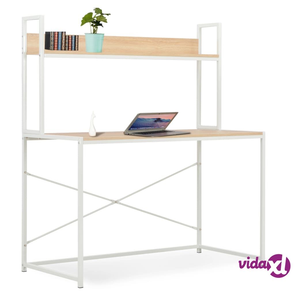 vidaXL Computer Desk White and Oak 120x60x138 cm