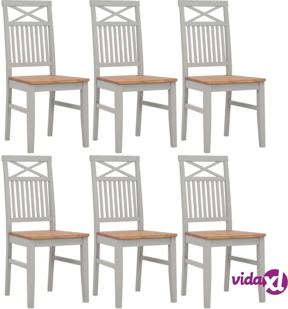 vidaXL Dining Chairs 6 pcs Grey Solid Oak Wood