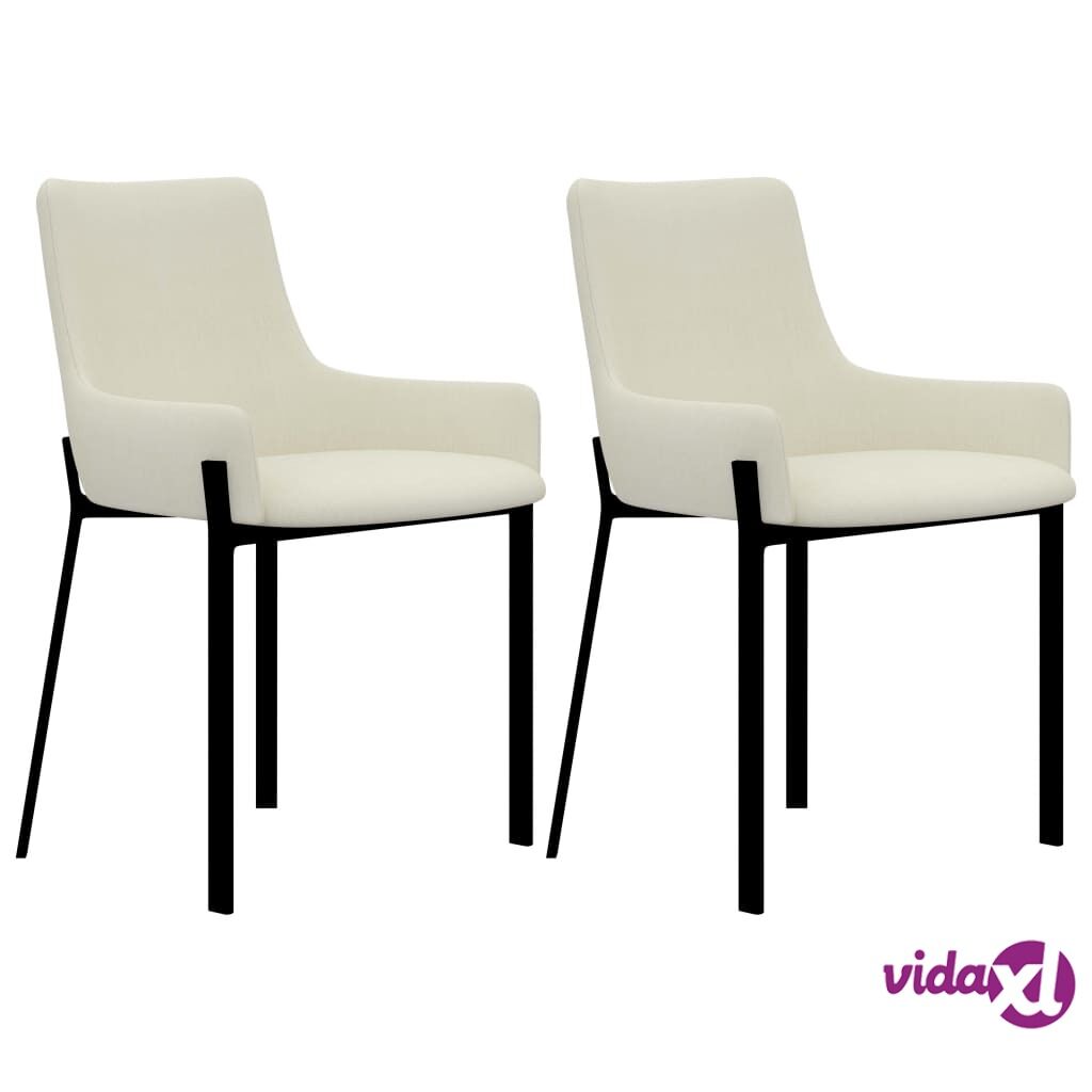 vidaXL Dining Chairs 2 pcs Cream Fabric