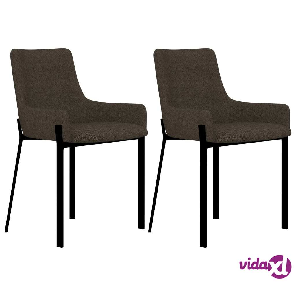 vidaXL Dining Chairs 2 pcs Brown Fabric