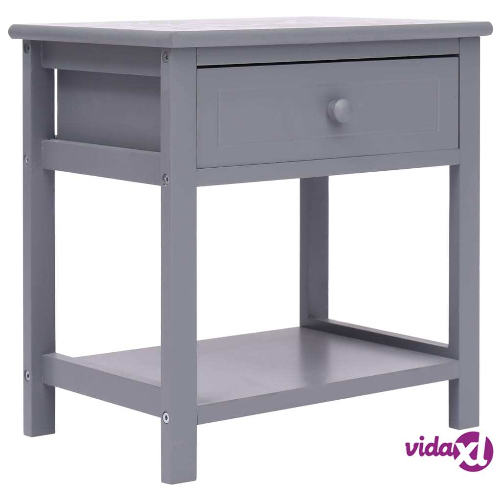 vidaXL Nightstand Grey 40x29x42 cm Paulownia Wood