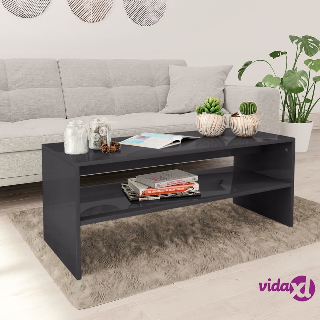 vidaXL Coffee Table High Gloss Grey 100x40x40 cm Chipboard