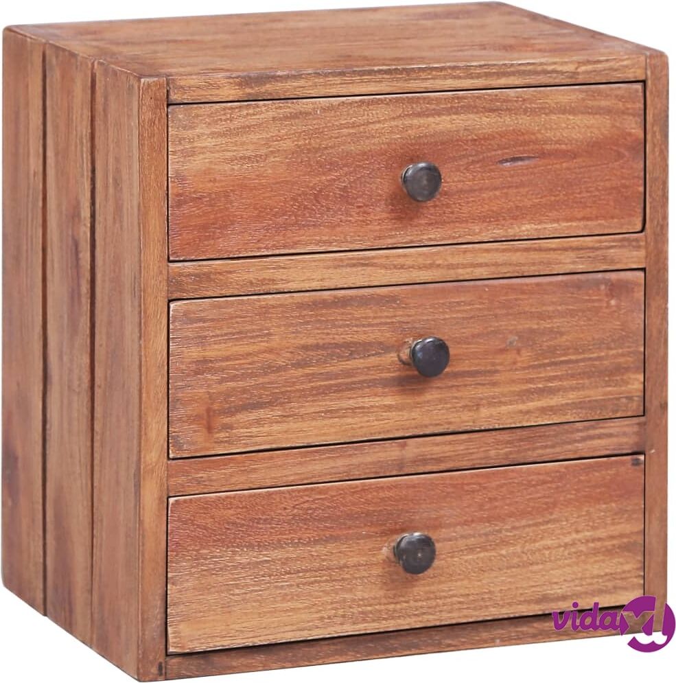 vidaXL Bedside Cabinet with 3 Drawers 35x25x35 cm Solid Reclaimed Wood