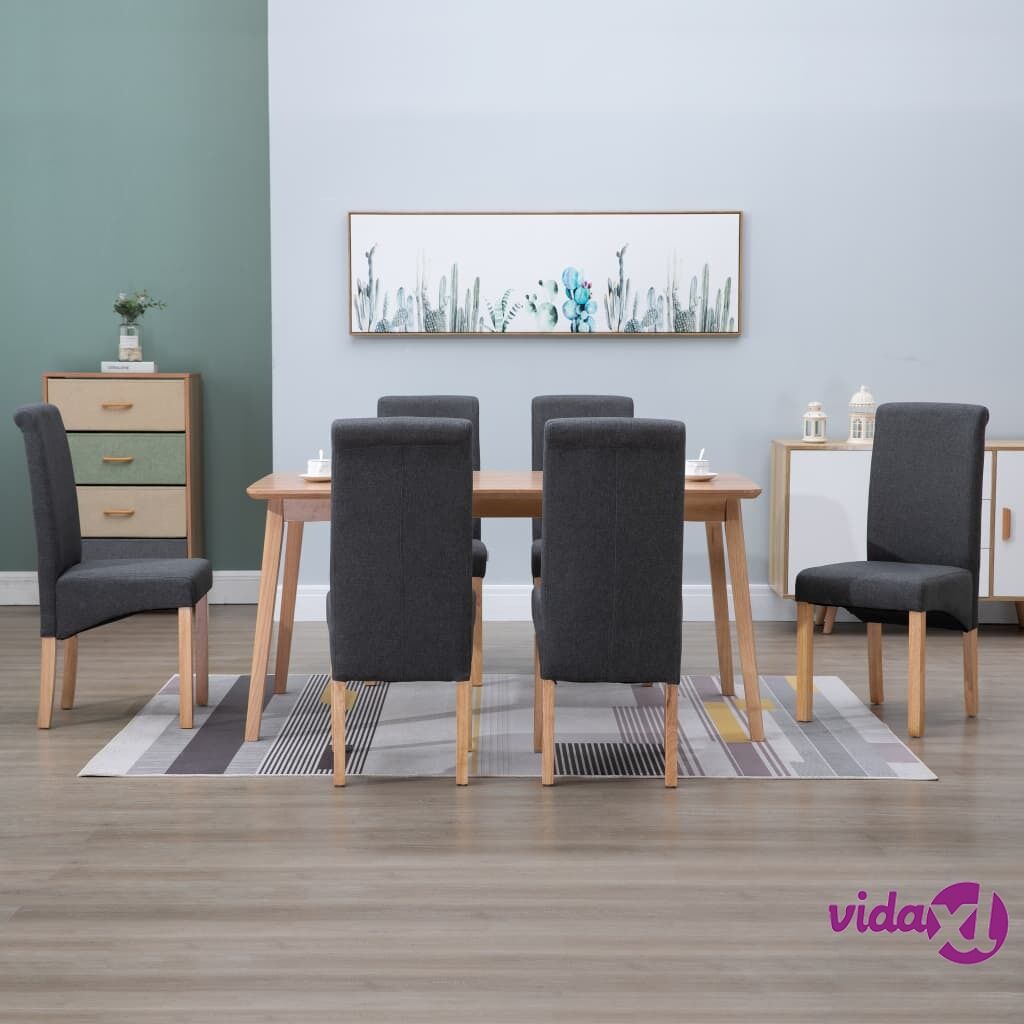 vidaXL Dining Chairs 6 pcs Grey Fabric