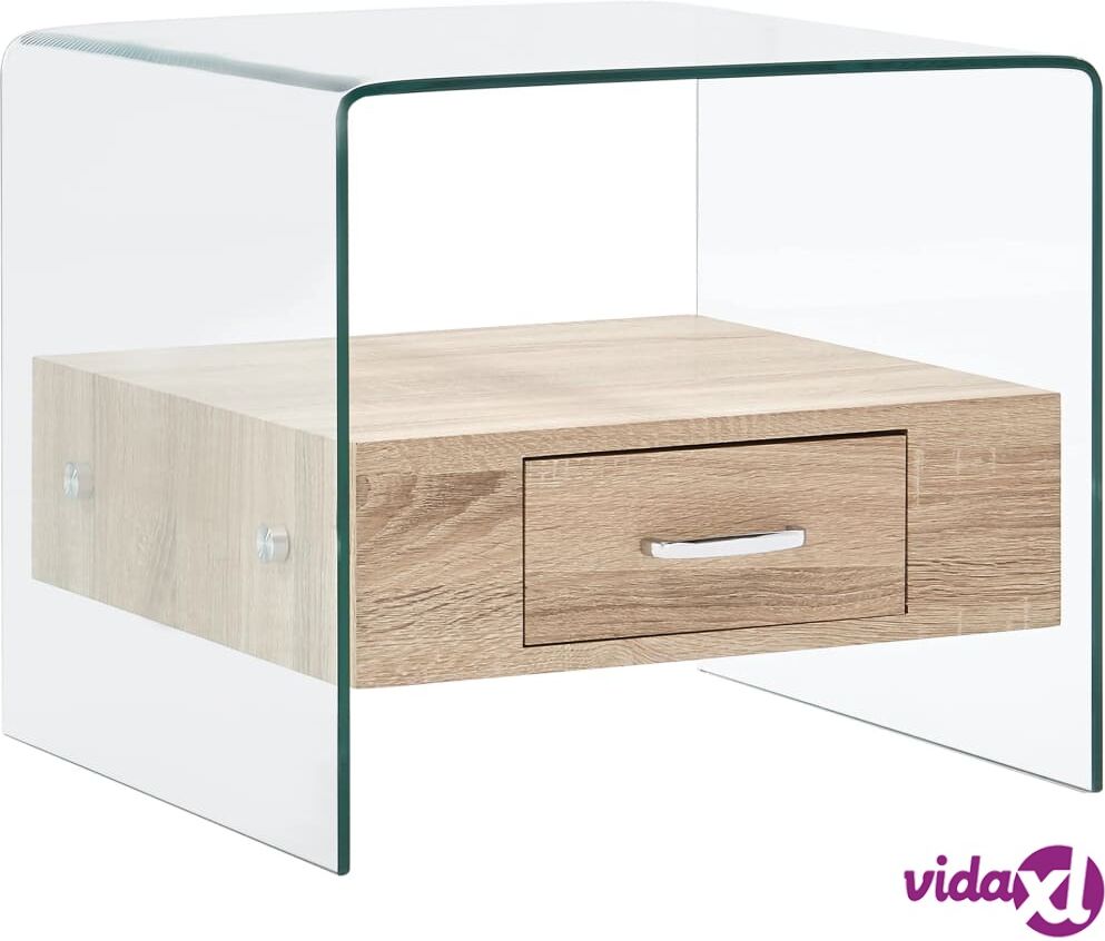 vidaXL 284724 vidaXL Coffee Table with Drawer 50x50x45 cm Tempered Glass