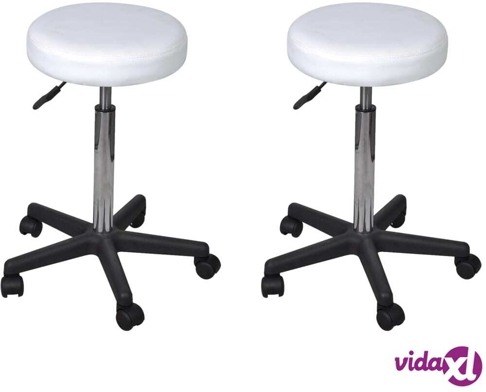 vidaXL Office Stools 2 pcs White 35.5x98 cm Faux Leather