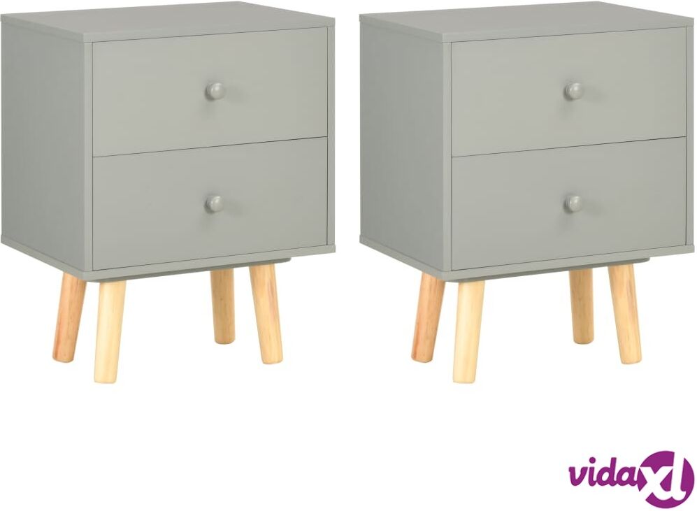 vidaXL Bedside Cabinets 2 pcs Grey 40x30x50 cm Solid Pinewood