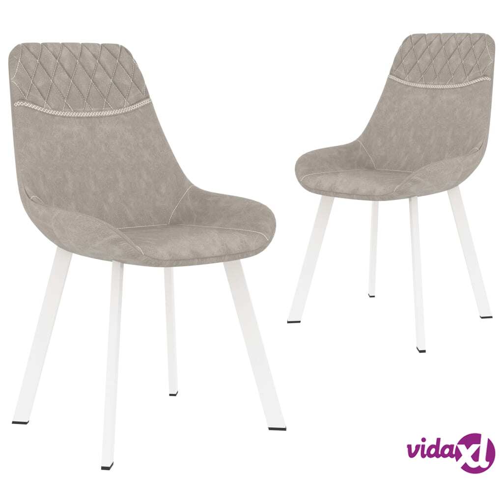 vidaXL Dining Chairs 2 pcs Light Grey Faux Leather