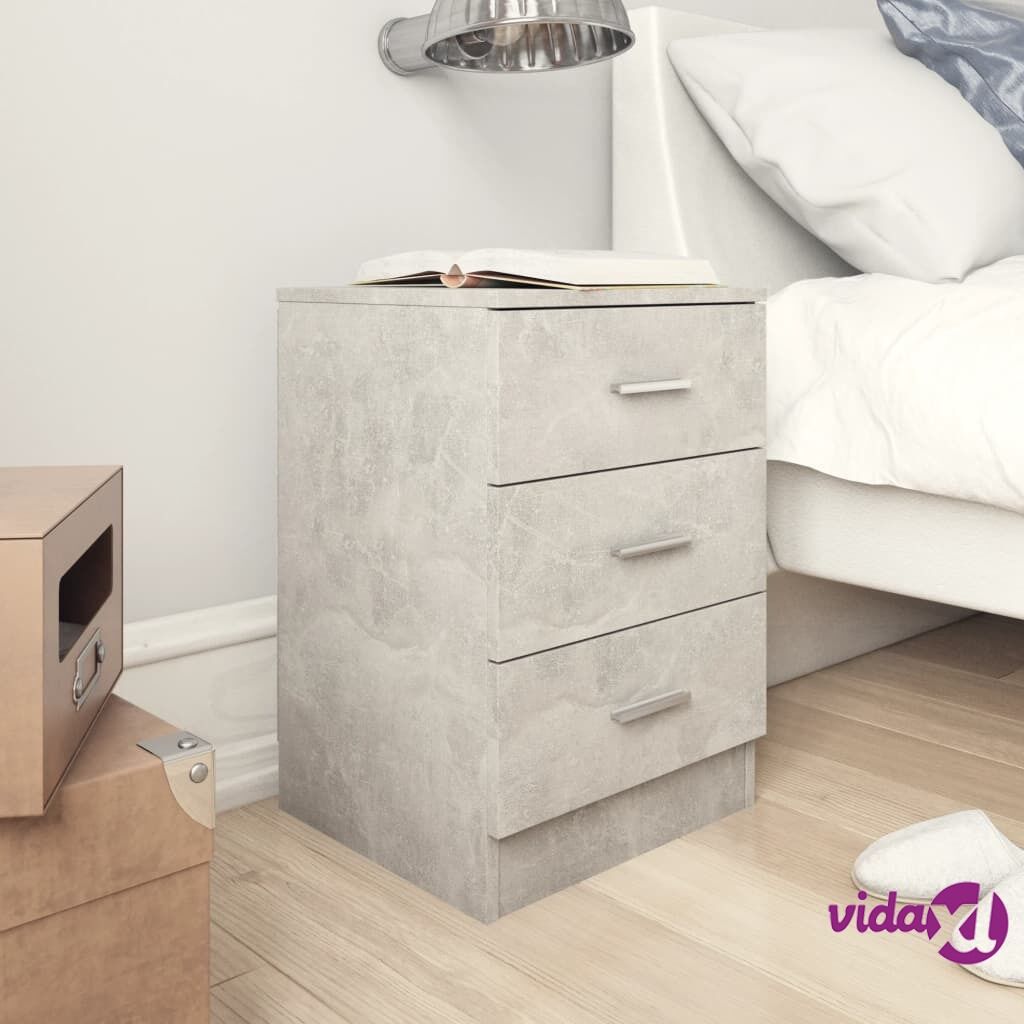 vidaXL Bedside Cabinets 2 pcs Concrete Grey 38x35x56 cm Chipboard