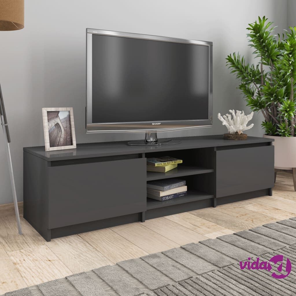 vidaXL TV Cabinet High Gloss Grey 140x40x35.5 cm Chipboard