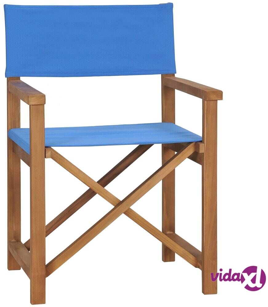 vidaXL Director's Chair Solid Teak Wood Blue